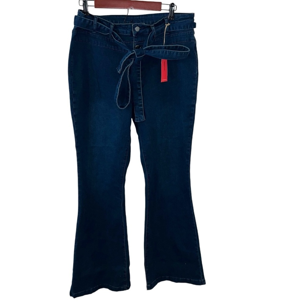 Flamingo 2 button high waisted flared Bell jeans with belt XL